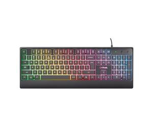Teclado gaming - TRUST 24758, Alámbrico, Teclas iluminadas, Negro