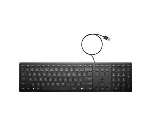 Teclado HP 320K con cable, diseño completo, teclas silenciosas, compatible con Windows 10 y 11