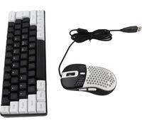 Teclado iluminado RGB de 61 teclas con retroiluminación LED multicolor con cable, teclado para juegos para tableta, portátil, marco blanco, estándar Mo 61 teclas RGB iluminado multicolor (centro negro