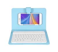 Teclado Inalámbrico Bluetooth con Funda de Cuero para Teléfonos Móviles Bluetooth,Teclado Portátil Universal con Tapa Abatible y Soporte para Android (Cielo Azul)