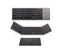 Teclado inalámbrico Bluetooth Plegable, portátil, Ultrafino, con Panel táctil para Windows, Android e iOS, Color Gris