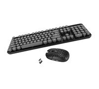 Teclado Inalámbrico, Color, 3 Engranajes dpi, Teclado Numérico Ajustable, Teclado y Ratón Inalámbricos Punk, Combinación Pequeña para Oficina (Tablero Negro)