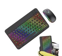 Teclado Inalámbrico De Retroiluminación Y Ratón - Combinación LED con 7 Luces De Color De Iluminación, Teclado Recargable | Ultra-Slim Teclado Inalámbrico Ratón Delante, Estación De Trabajo, Escuela Y