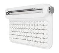 Teclado Inalámbrico para Máquina de Escribir, Compacto, 86 Teclas, Teclas Redondas, Teclado Retro Bluetooth, Rango Universal Agradable de 33 Pies para iOS para Tableta Portátil Android (Blanco)
