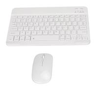 Teclado inalámbrico portátil, AIMMIE Rechargeable10 Teclado Universal ultradelgado para Tableta con Mouse inalámbrico, pequeño Teclado inalámbrico para... (Blanco)