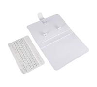 Teclado inalámbrico universal, con funda de piel sintética, mini teclado inalámbrico portátil, funda protectora premium con soporte para teléfono móvil (blanco)