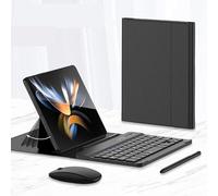 Teclado inalámbrico Universal para Samsung Galaxy Z Fold 4 / Fold 3 Teclado inalámbrico portátil de Viaje multidispositivo con Soporte Creativo Ratón Bluetooth Stylus (Black)