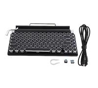 Teclado Inalámbrico Vintage para Máquina de Escribir, Teclado Redondo Retro BT de 83 Teclas con Cable de Datos Tipo C, Tecla self-madeRetroiluminada RGB, para Juegos, Hogar, Escuela, Cafetería