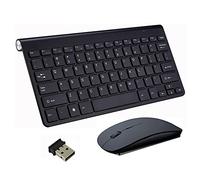 Teclado Inalámbrico y Mouse, EONANT Teclado 2.4G y Mouse Combo Set Ratón Ajustable Compacto de Tamaño Completo para DPI, Windows, Surface, Android Smart TV-UK Layout (Negro)