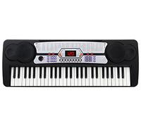 Teclado Kirstein FK-54 de 54 teclas con micrófono, ideal para niños y principiantes. Pantalla LCD grande, 100 sonidos y ritmos, función de aprendizaje y conexión para auriculares.