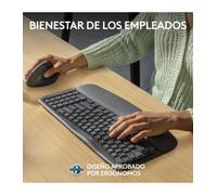 Logitech Wave Keys for Business, teclado ergonómico inalámbrico con reposamanos acolchado, tecnología Logi Bolt segura, Bluetooth, compatible, Windows/Mac/Chrome/Linux, Disposición QWERTY ESP, Grafito