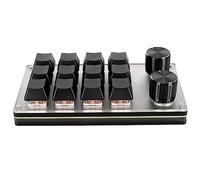 Teclado Macro de una Mano, Interruptor Rojo, Plug and Play USB, 12 Teclas con 2 Perillas para PC, Compacto y Portátil para Trabajo, Gaming y Edición Rápida