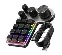 Teclado macro programable de 12 teclas, 4 perillas, teclado para juegos con cable USB, modo dual, acceso directo multiuso, personalizado para PC, escritorio, oficina, diseñadores, editores de video