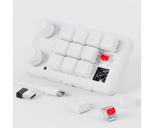 Teclado Macro Programable - Introducción con Una Sola Pulsación Combinaciones de Teclas, Cadenas de Caracteres, Ajustes de Volumen y Brillo, USB Bluetooth 2.4G Tri-Mode Conexión (Blanco)