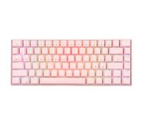 Teclado mecánico, 82 teclas, 3 modos, teclado mecánico rosa para juegos con retroiluminación dinámica RGB, soporte inalámbrico 2.4G Bluetooth tipo C con cable, 1800 mAh recargable, para oficina en