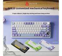 AJAZZ AK820PRO 75% configuración-teclado mecánico inalámbrico de tres modos tecla PBT de color de tres pines-llave completa Gaske intercambiable en caliente White ash