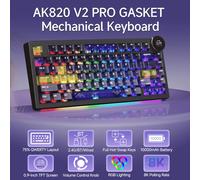 Teclado Mecánico AJAZZ AK820 V2 PRO con Pantalla Triple Modo, RGB Dual 8K, Personalizable Black Contour Peach