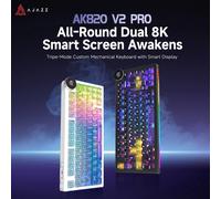 Teclado Mecánico AJAZZ AK820 V2/V2PRO de 82 Teclas Intercambiables en Caliente, Tri-Modo (Cableado/Bluetooth/2.4G), con Pantalla y Tasa de Sondeo de 8K Black2 Pro-Peach