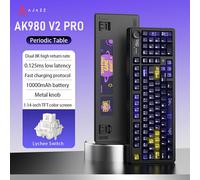 Teclado Mecánico AJAZZ AK980 con Diseño de 98 Teclas, Batería de Larga Duración de 10000mAh, Teclas Intercambiables, Pantalla TFT, Botón, de Muestreo de 8K, Retroiluminación RGB, Teclado Gaming