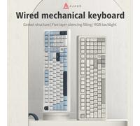 Teclado mecánico AJAZZ AK980, interruptores rojos intercambiables en caliente, versión Retro/negra/roja con cable, relleno silencioso de cinco capas, retroiluminado Interruptores Rojos