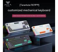 Teclado mecánico AULA F87Pro 2,4g/Usb/Bluetooth modo Tri inalámbrico 87 teclas relleno de silenciamiento de 5 capas adecuado para juegos + escritura Yellow Contour Lines