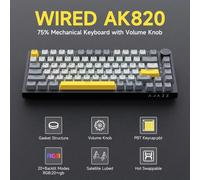 Teclado Mecánico con Cable Ajazz AK820 con Control de Perilla CNC, 81 Teclas, Montaje Gasket, Intercambiable en Caliente, Retroiluminado, para PC/MAC Salt Switch Purple