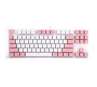 Teclado Mecánico de 87 Teclas para Juegos, Computadora Portátil de Escritorio, 87 Teclas, Luz Mixta, Unidad de Computadora, Juegos Gratis, Ergonomía Mecánica, Teclado de Eje Azul (blanco y rosa)