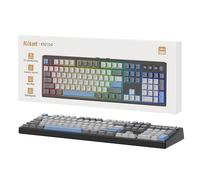 Teclado mecánico inalámbrico, 104 teclas, 100 % tamaño completo con teclado numérico, sonido cremoso montado en junta, intercambio en caliente, perilla y teclas multimedia, Bluetooth/2.4GHz/USB-C para