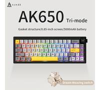 Teclado Mecánico Inalámbrico AJAZZ AK650, Switches Flyfish/Dreamweaver con de Volumen de Pantalla, Iluminación RGB, Batería de 5000Mah, Switching de Dual, Soporte Ajustable, Carga Tipo-C