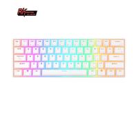 RK Royal Kludge RK61 2,4G teclado mecánico inalámbrico Bluetooth triodo 61 teclas RGB retroiluminado Mini teclado de jugador intercambiable en caliente White