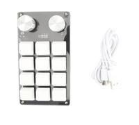 Teclado mecánico macro de una sola mano, teclado numérico programable de 12 teclas con perilla ajustable, mini teclado multifunción DIY para oficina, juegos y laboratorio, con (negro blanco)