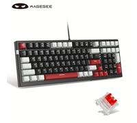 Teclado mecánico MageGee, teclado para juegos con retroiluminación y cable Star Sky con interruptores rojos, 98