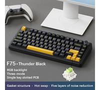 Teclado mecánico para gaming Aula F75 Pro Pad, 75% sin varillas con perillas y almohillitas intercambiables en caliente, capas de almohilladas y perillas, Bluetooth/2.4GHz/USB-C, RGB Thunder