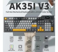 AJAZZ AK35I V3 Teclado Mecánico para Juegos con Cable, Intercambiable en Caliente, de Tamaño Completo, con Ejes Haiyan, Pantalla y Perilla, Conexión de Tres Modos, Placa FR4, LED RGB, 8000mAh wired Gr