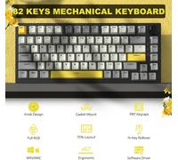 Teclado Mecánico para Juegos AJAZZ AK820 75% con Perilla de Volumen, Estructura de Montaje Gasket y Diseño Intercambiable en Caliente Adecuado para oficina y juegos, compatible con PC, sistemas HP Red