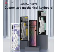Teclado mecánico para juegos AJAZZ AK980 V2, interfaz inalámbrica/con cable Bluetooth/2,4G, pantalla TFT a Color de 1,14 pulgadas, tiempo de visualización Flying Fish Axis
