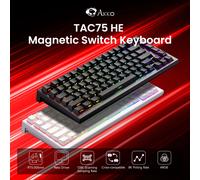 Teclado Mecánico para Juegos Akko TAC75 HE, 75%, Interruptor Magnético, Respuesta Rápida de 0.005 mm, ARGB, Frecuencia de Sondeo de 8K, Cableado, para Esports Black Glare