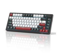 Teclado mecánico para juegos al 75 %, teclado compacto retroiluminado azul para juegos con cables con interruptores rojos, espuma EVA, control de perilla, teclado portátil MageGee STAR75 para juegos