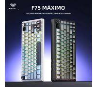 Teclado mecánico para juegos AULA F75 MAX, teclado deportivo RGB con cable/Bluetooth/2,4G, intercambiable en caliente, 75% con pantalla TFT para PC/Mac Black contour lines