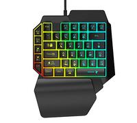 Teclado mecánico para juegos con manos, 39 teclas Teclado mecánico con cable USB de una sola mano con retroiluminación RGB Teclado profesional para juegos con soporte de reposamuñecas para PUBG