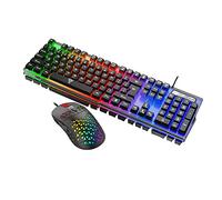 Teclado mecánico para juegos de 104 teclas, 7 botones, teclado retroiluminado luminoso, mouse para juegos de teclado y mouse de 3200 Dpi, combo de teclado y mouse compatibles