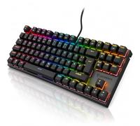 Teclado mecánico para juegos QWERTZ TKL 80%, interruptores marrones | TKL Teclado Gaming con disposición alemana QWERTZ, Outemu Brown, Hot Swap, 1000 Hz, 1 ms, RGB y carcasa de aluminio