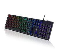 Teclado mecánico para juegos, RGB de 104 teclas, ultra delgado, con retroiluminación LED arcoíris, teclado USB con cable con interruptores azules, teclas ABS duraderas/teclado mecánico