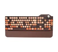 Teclado Mecánico para Juegos, Teclado Mecánico con Retroiluminación LED, Teclado de Máquina de Escribir Retro, Cableado Tipo C, Bluetooth y Conectividad de 2,4 GHz para Teléfono (Marrón)