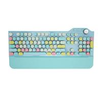 Teclado Mecánico Portátil, Teclado Inalámbrico 2.4G BT, Teclado Lindo Retro, Control de Perilla de 107 Teclas, Interruptor Azul, para Computadoras de Escritorio, Tabletas (Plata)