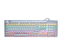 Teclado mecánico Retro para Juegos con Cable, 104 Teclas para Juegos, Clic con retroiluminación LED, Teclado mecánico para Juegos para computadoras de Escritorio y portátiles, Teclado(Blanco)