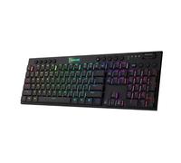 Teclado mecánico RGB inalámbrico Redragon K618 Horus, teclados para juegos Bluetooth/2,4 Ghz/con cable de perfil bajo, interruptor marrón/azul Negro