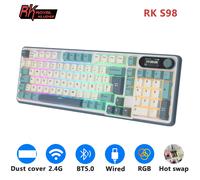 Teclado Mecánico RK ROYAL KLUDGE S98 Español Gaming 98 Teclas RGB Backlit - Top Mount, Pantalla TFT, Inalámbrico BT5.0/2.4G/USB Spanish Light Cloud