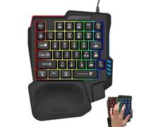 Teclado mecánico - Teclado ergonómico con una sola mano | Teclado gamingg profesional con reposamuñecas, cable USB de una sola mano, teclado mecánico RGB de iluminación para jugadores de PC