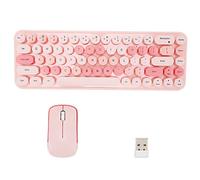 Teclado Mecánico, Teclado Inalámbrico de 68 Teclas 2,4G con Ratón Ajustable de 3 dpi, Teclado de Ordenador Bonito Retro Fácil de Operar (Tema Rosa)